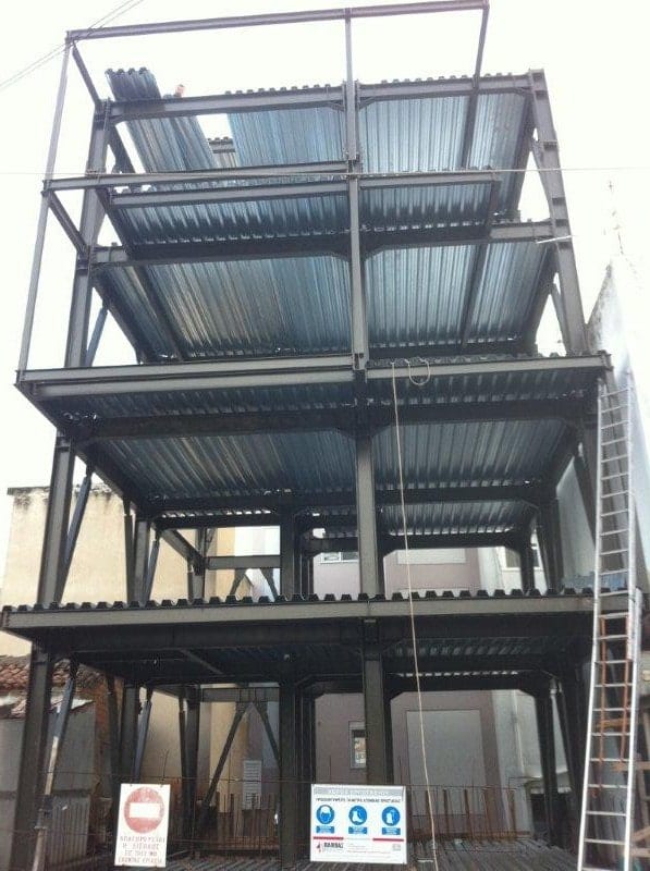 Completed frame with floor deck sheets, office building in Nea Erythraia