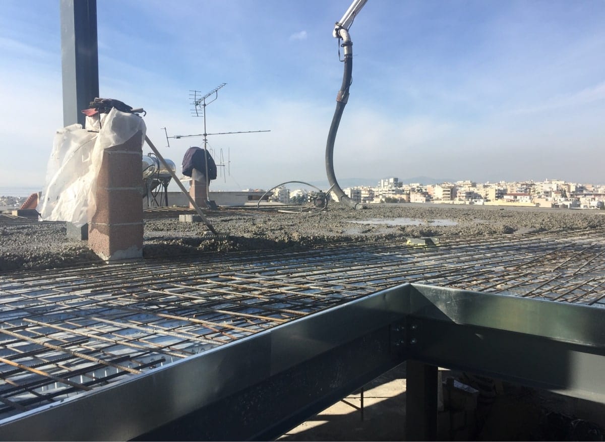 concrete pour of the first slab