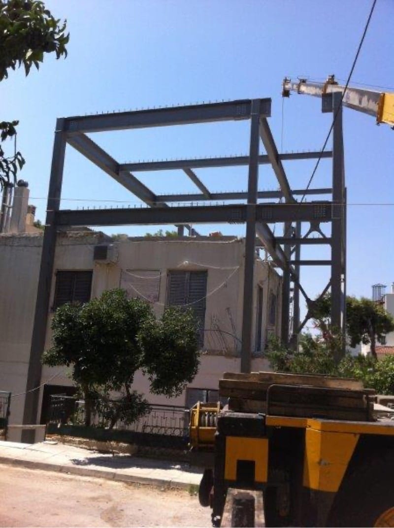 Erection in progress