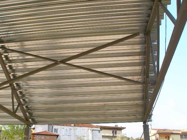 Metal sheet for the roof covering on the steel frame of a house in Agios Georgios, Filippiada