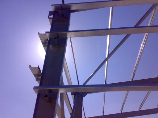 Detail of the connection between a column and the purlins of the steel frame in Bafra, Ioannina