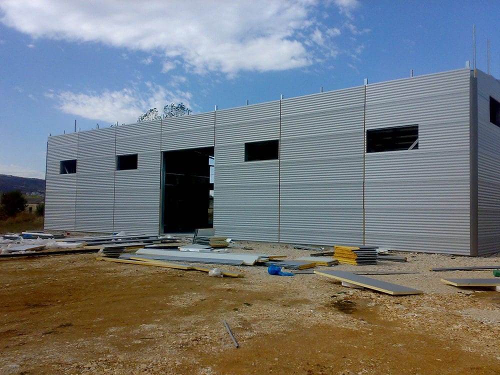 Panel wall cladding in progress at the workshop in Bafra, Ioannina
