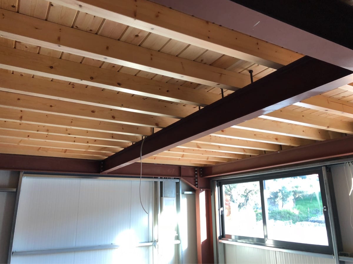 the timber mezzanine in the offices