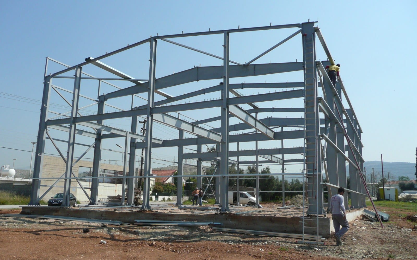 Erection of the steel frame of the aluminum fabrication building in Aspropyrgos, Attica