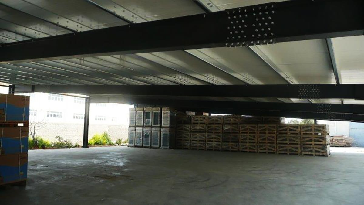 Inside the storage shed, with a beam splice, Metamorfosi, Attica