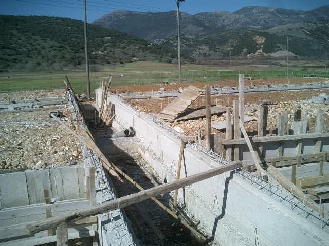 Foundation work with formwork and rebar at the pig farm in Kerasonas, Preveza