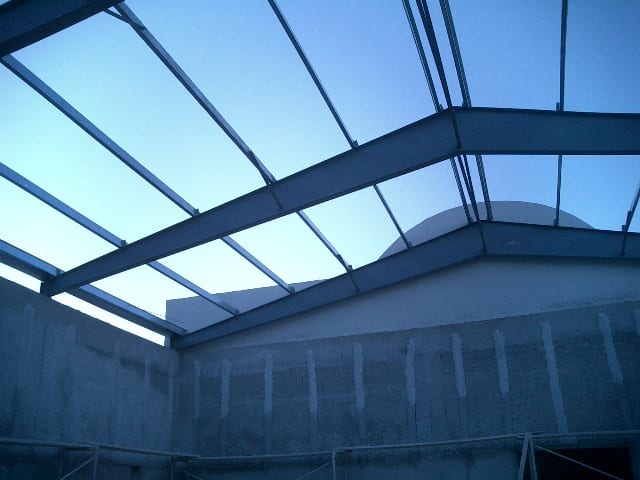 Tapered rafters and roof purlins on an existing building in Plataria, Thesprotia