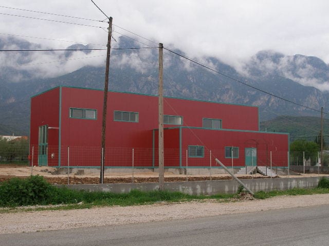 Finished distillery in Paramythia, Thesprotia, with red wall cladding