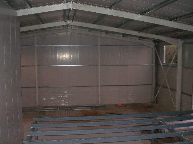 Steel mezzanine inside the distillery in Paramythia, Thesprotia, during construction