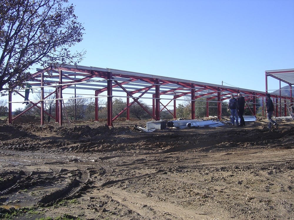 Steel frame with purlins completed at the cattle barn in Selefkeia, Thesprotia