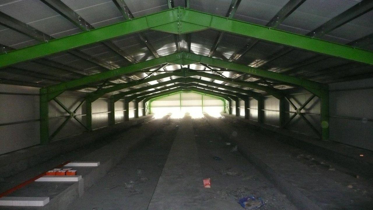Interior of the rabbit farm in Thiva with steel frames
