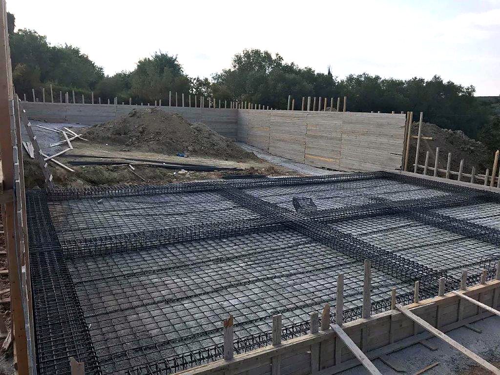 Raft foundation rebar for a steel food warehouse building in Arillas, Corfu