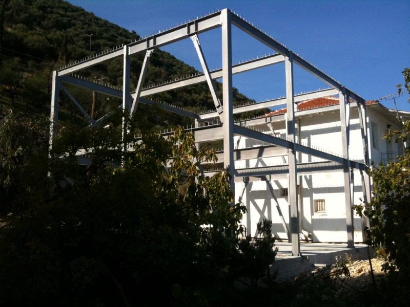 Completed frame, bakery workshop and store in Vlychos, Lefkada. Charilaos Papadopoulos