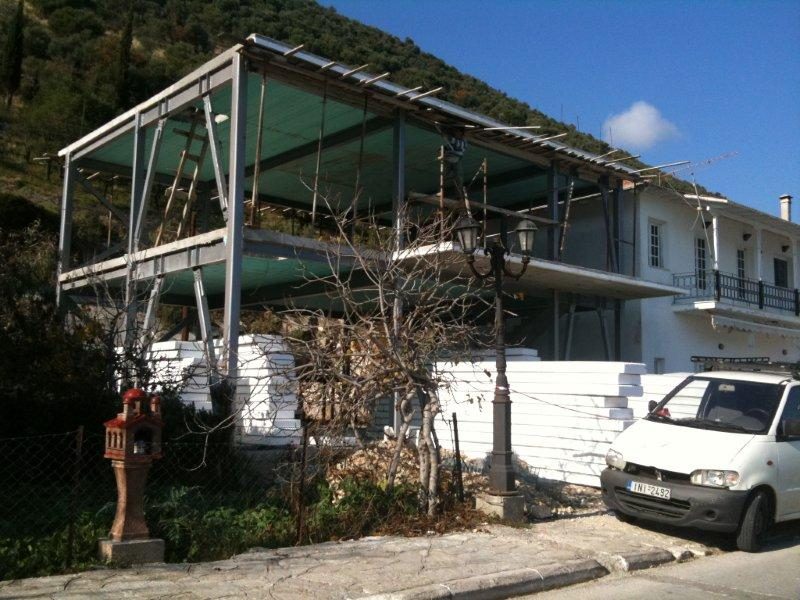 Completed frame with the floor slabs, bakery workshop and store in Vlychos, Lefkada. Charilaos Papadopoulos