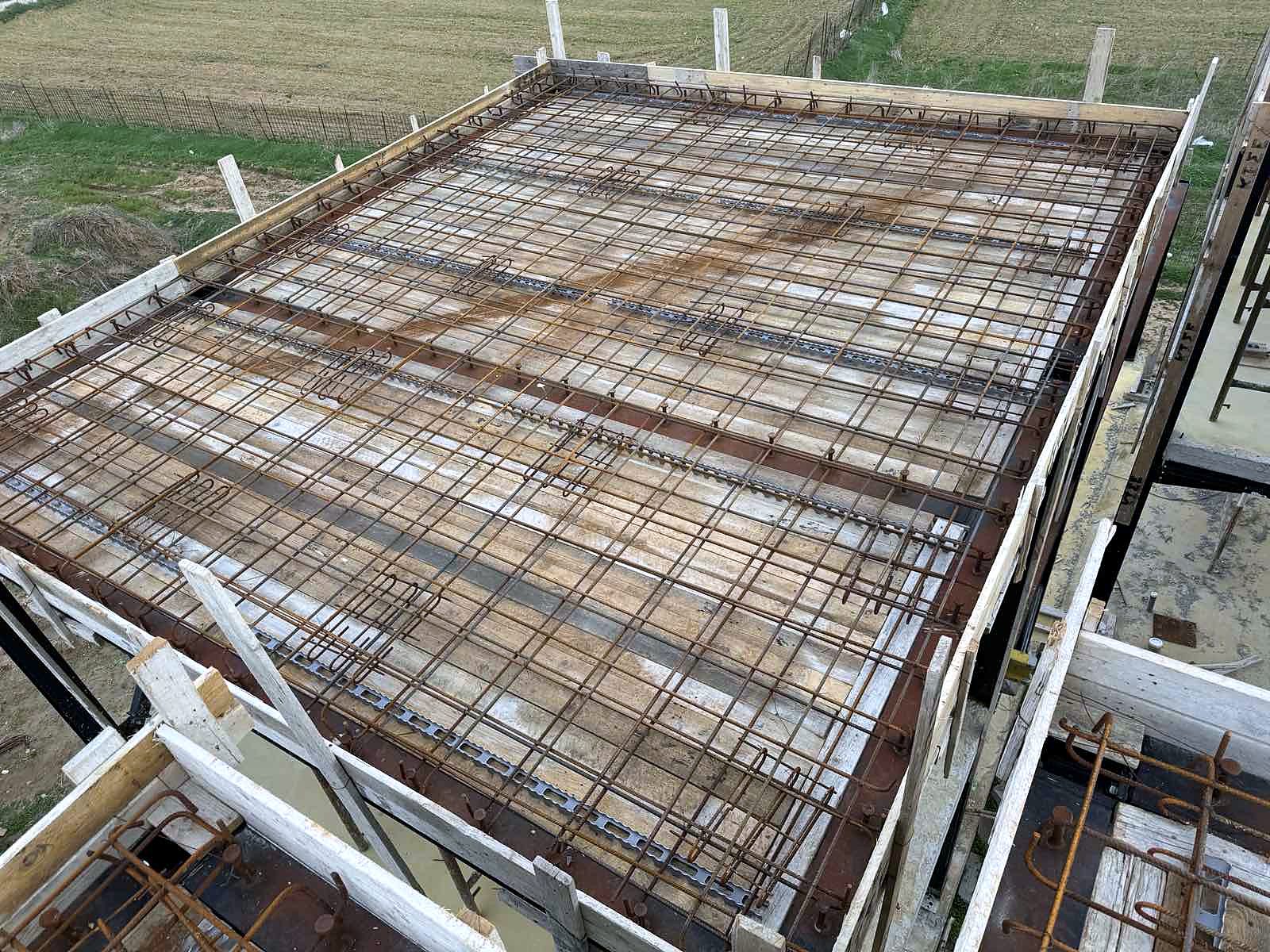 Concrete slab rebar for a rental rooms building on Skyros